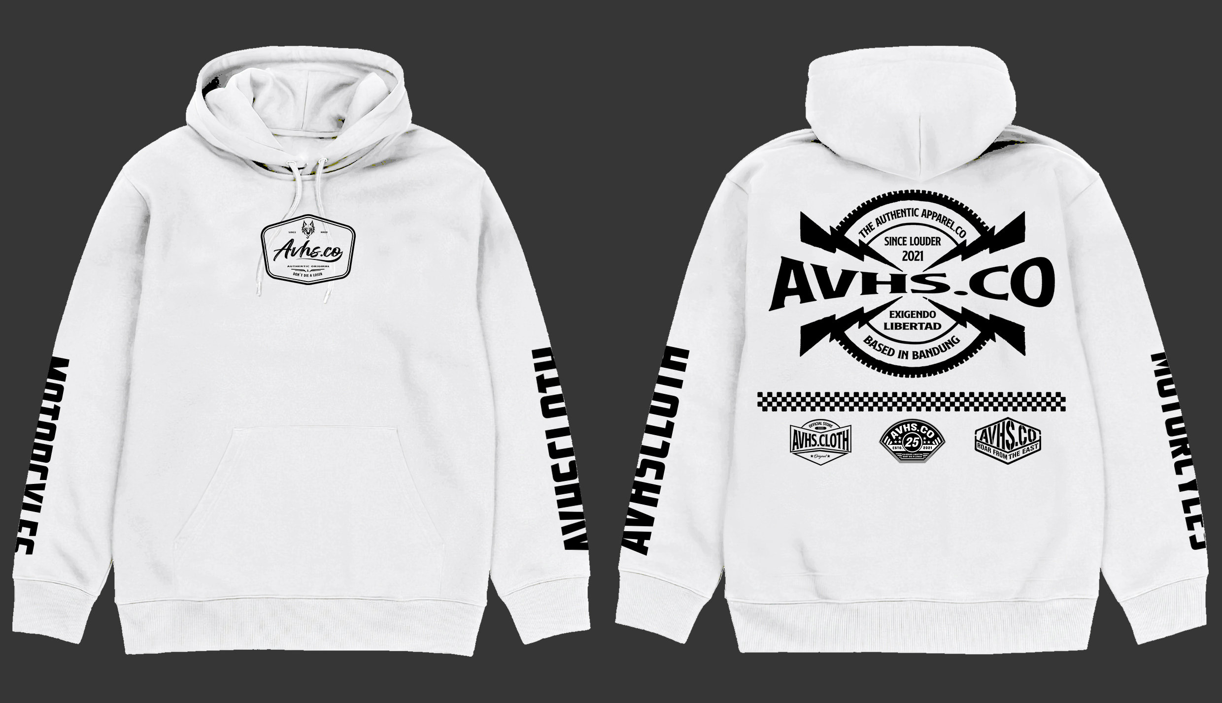 Artikel Hoodie Motorcycles Avhs White