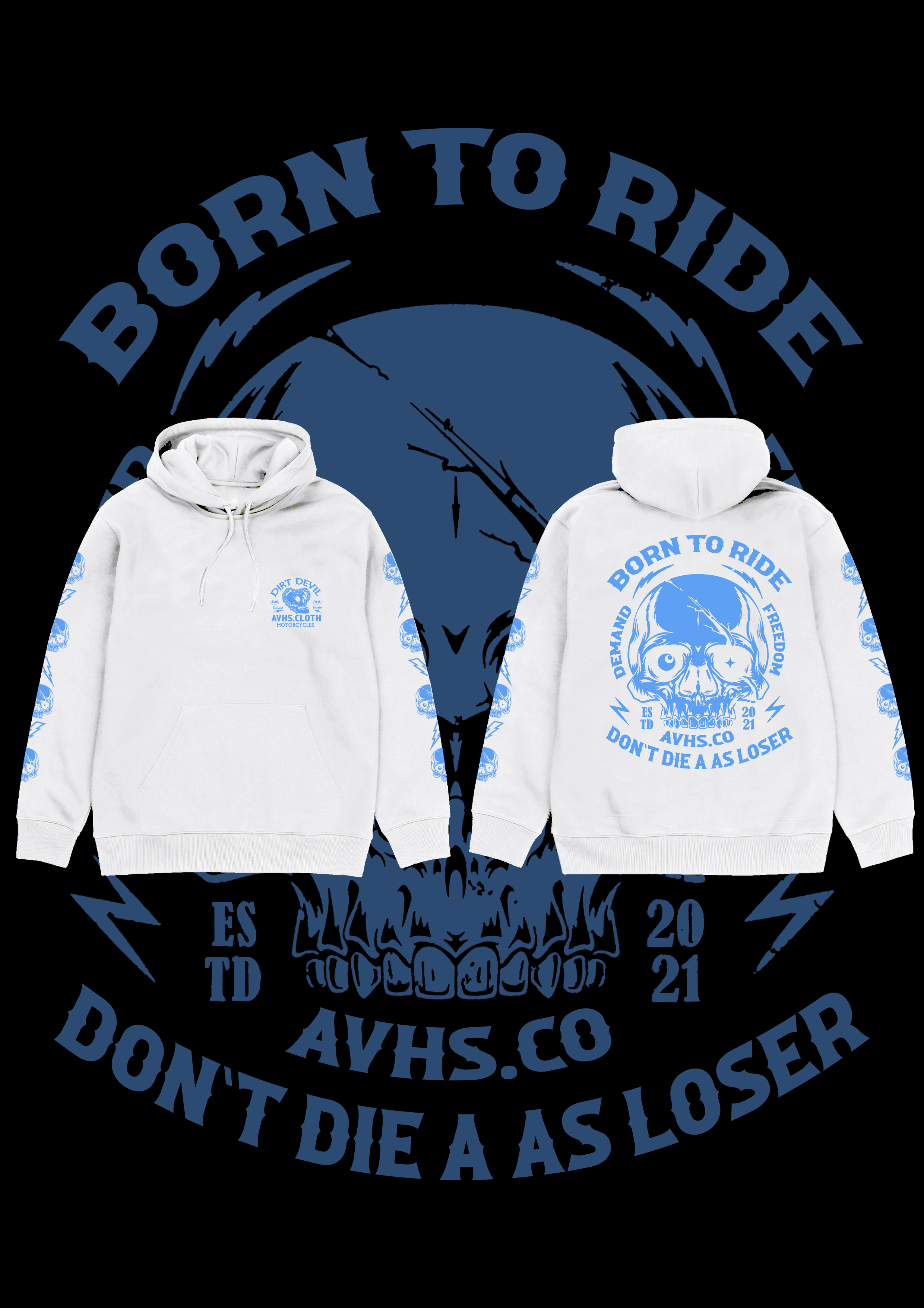 Artikel Hoodie Born To Ride White